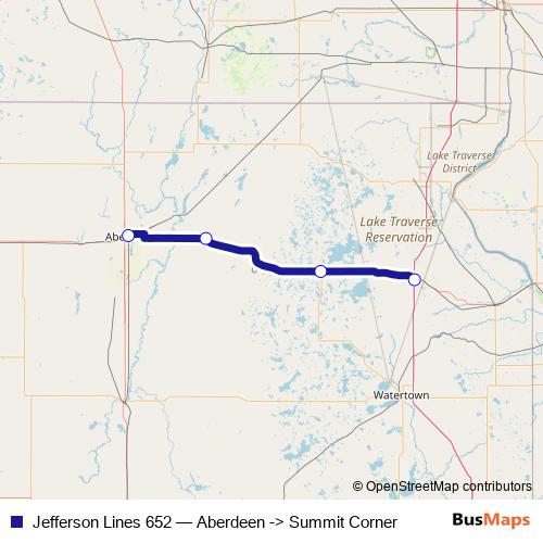 Jefferson Lines 652 bus Line Map