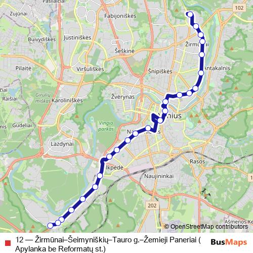 12 trolleybus Line Map