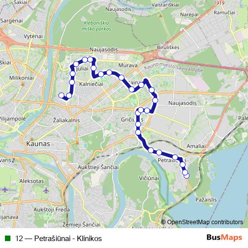 12 trolleybus Line Map