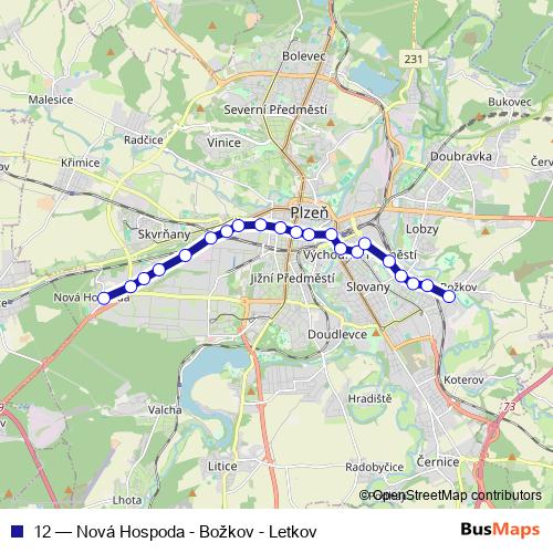 12 trolleybus Line Map