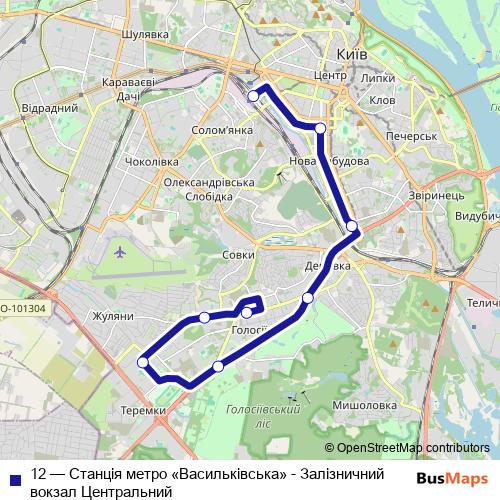 12 trolleybus Line Map