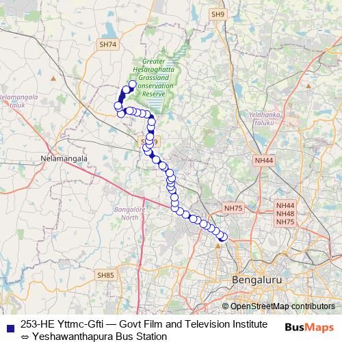 253-HE Yttmc-Gfti bus Line Map