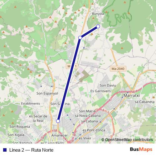 Linea 2 bus Line Map