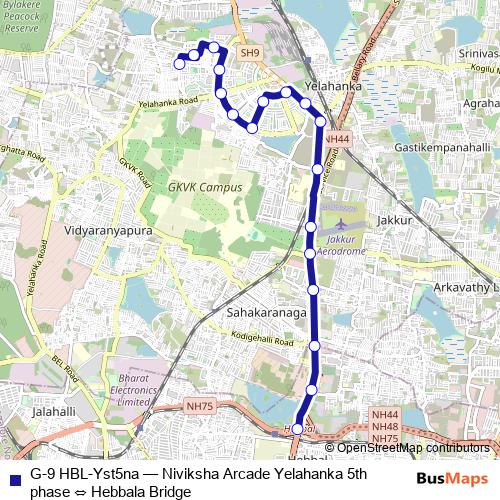 G-9 HBL-Yst5na bus Line Map