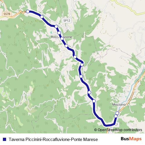 Taverna Piccinini-Roccafluvione-Ponte Marese bus Line Map