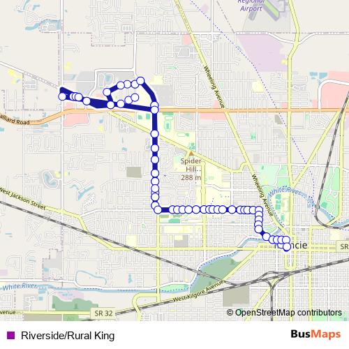 Riverside/Rural King bus Line Map