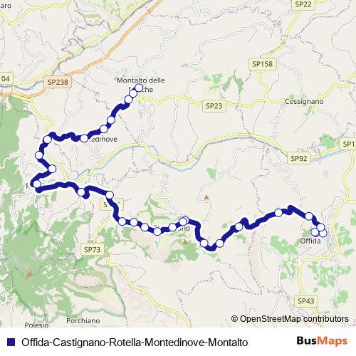 Offida-Castignano-Rotella-Montedinove-Montalto bus Line Map