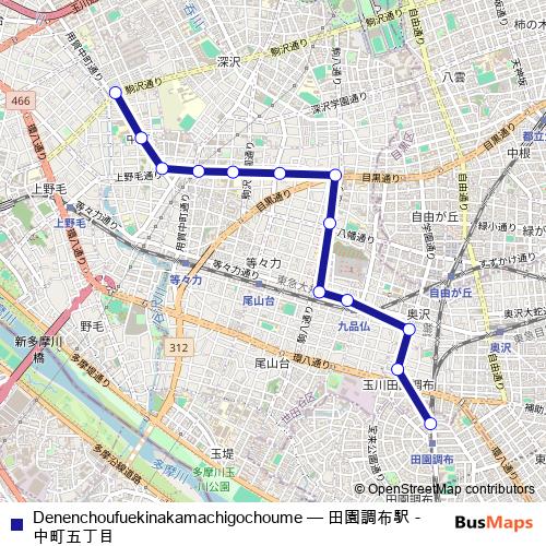 Denenchoufuekinakamachigochoume bus Line Map