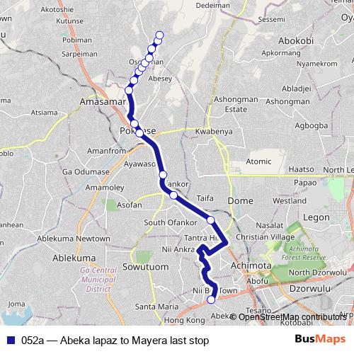 052a bus Line Map