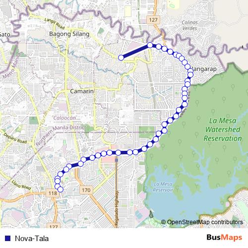 Nova-Tala bus Line Map