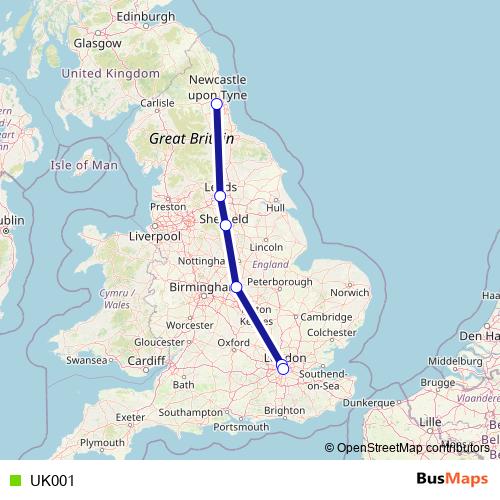 UK001 bus Line Map