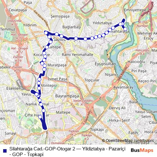 Silahtarağa Cad.-GOP-Otogar 2 bus Line Map