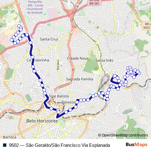 9502 bus Line Map