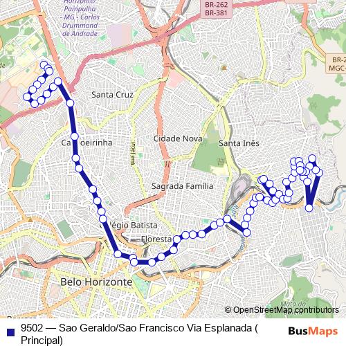 9502 bus Line Map