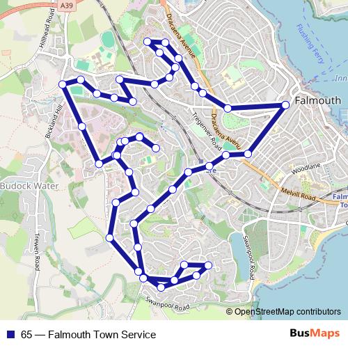 65 bus Line Map