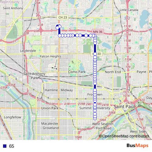 65 bus Line Map