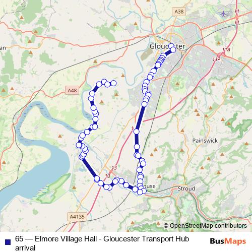 65 bus Line Map