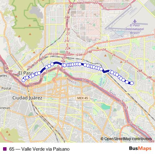 65 bus Line Map