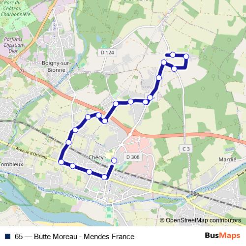 65 bus Line Map