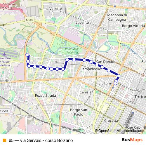 65 bus Line Map