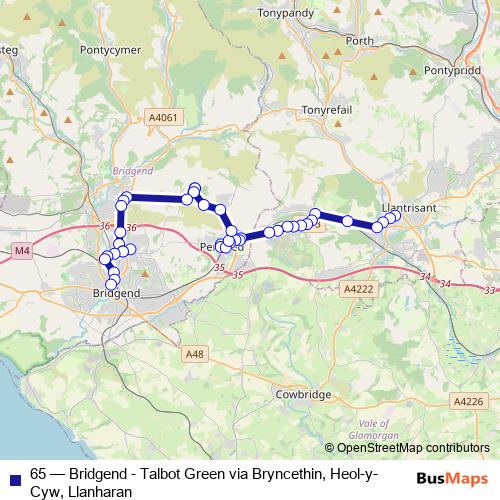 65 bus Line Map
