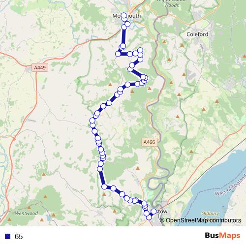 65 bus Line Map