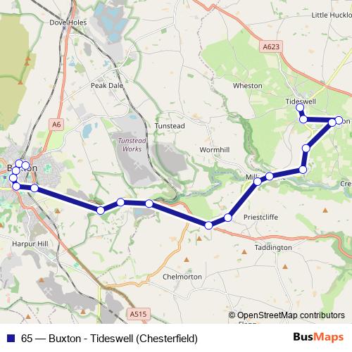 65 bus Line Map