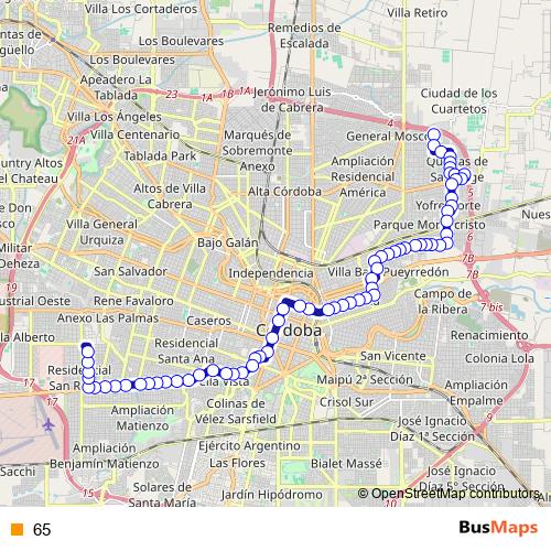 65 bus Line Map