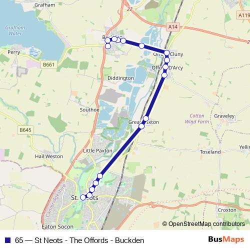 65 bus Line Map