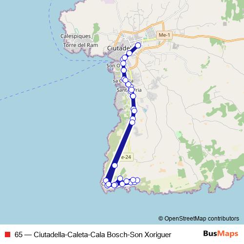 65 bus Line Map