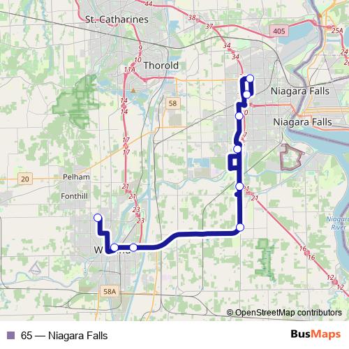 65 bus Line Map