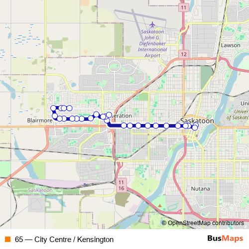 65 bus Line Map