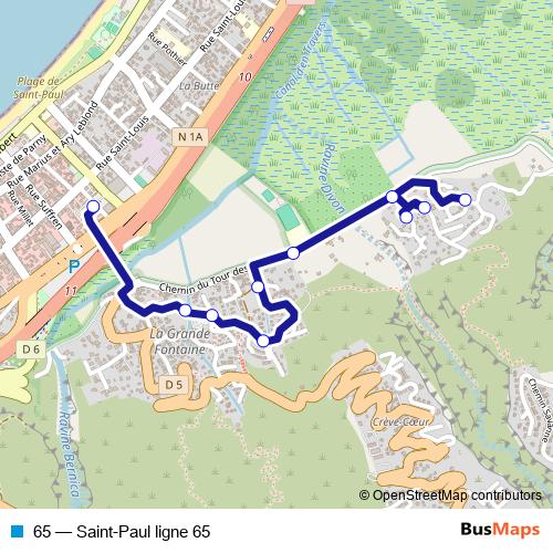 65 bus Line Map