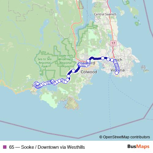65 bus Line Map