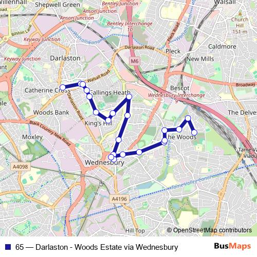 65 bus Line Map