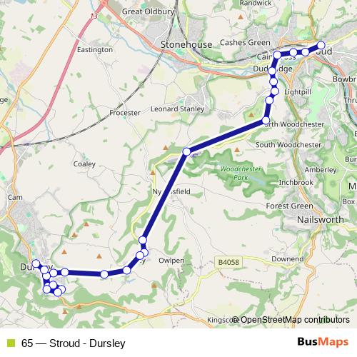 65 bus Line Map