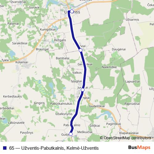 65 bus Line Map