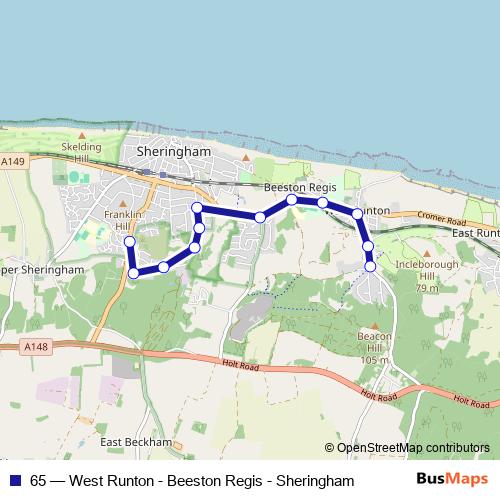 65 bus Line Map
