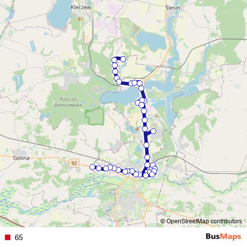 65 bus Line Map