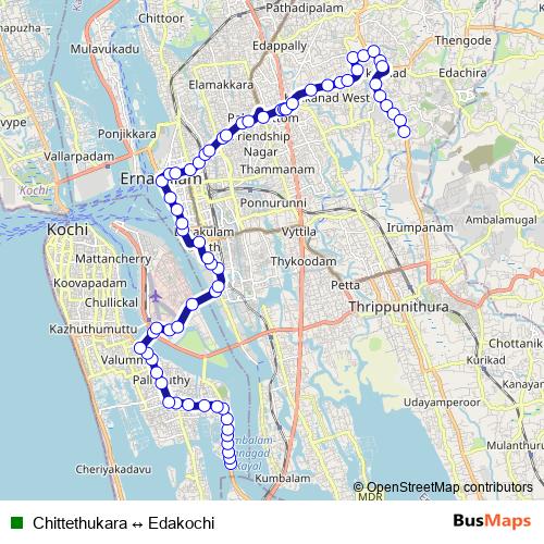 Chittethukara ↔ Edakochi bus Line Map