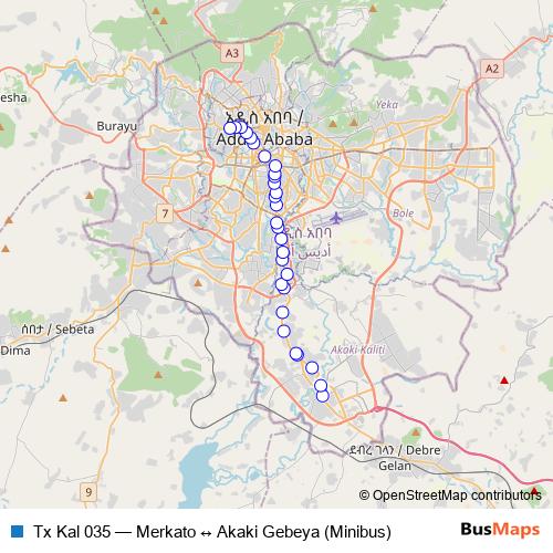 Tx Kal 035 bus Line Map