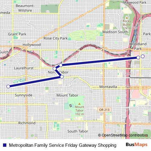 Metropolitan Family Service Friday Gateway Shopping bus Line Map