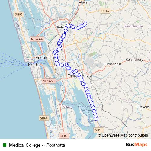 Medical College ↔ Poothotta bus Line Map