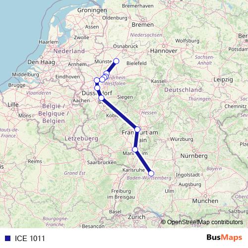 ICE 1011 rail Line Map