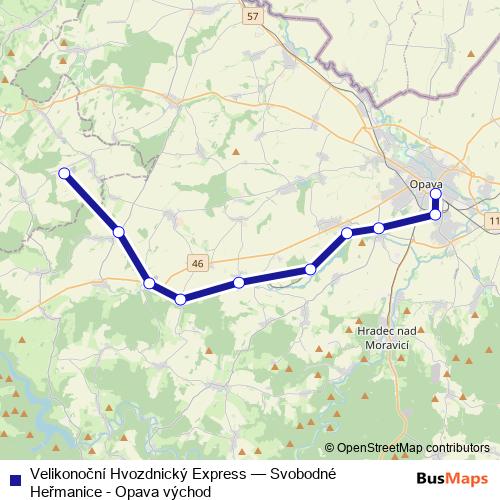 Velikonoční Hvozdnický Express rail Line Map