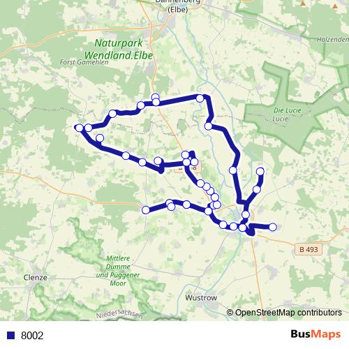 8002 bus Line Map