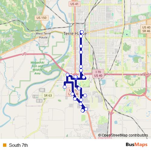 South 7th bus Line Map
