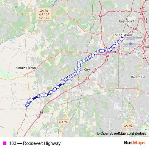 180 bus Line Map