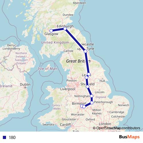 180 bus Line Map