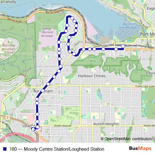180 bus Line Map